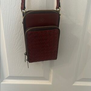 Woven Leather Crossbody Bag - Brown